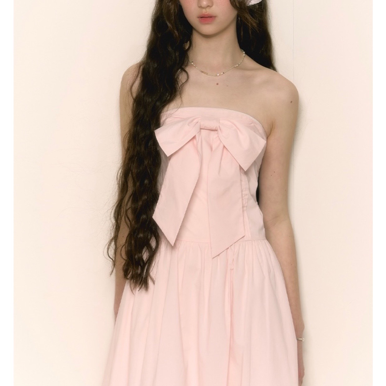 chummy 原创新款法式复古优雅蝴蝶结抹胸收腰中长款连衣裙女-阿里巴巴