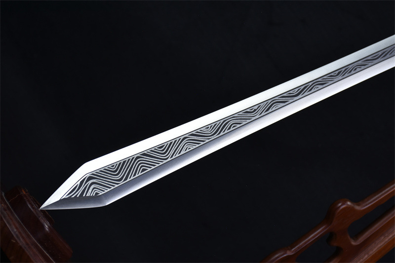 龙泉刀剑手工锻打一体六面长剑影视冷兵器汉剑唐剑收藏摆件未开刃