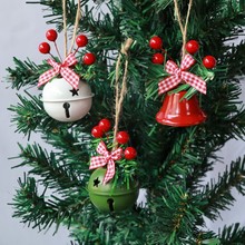 圣诞铃铛挂件麻绳红果配件跨境圣诞节装饰家居酒店圣诞树铃铛挂件