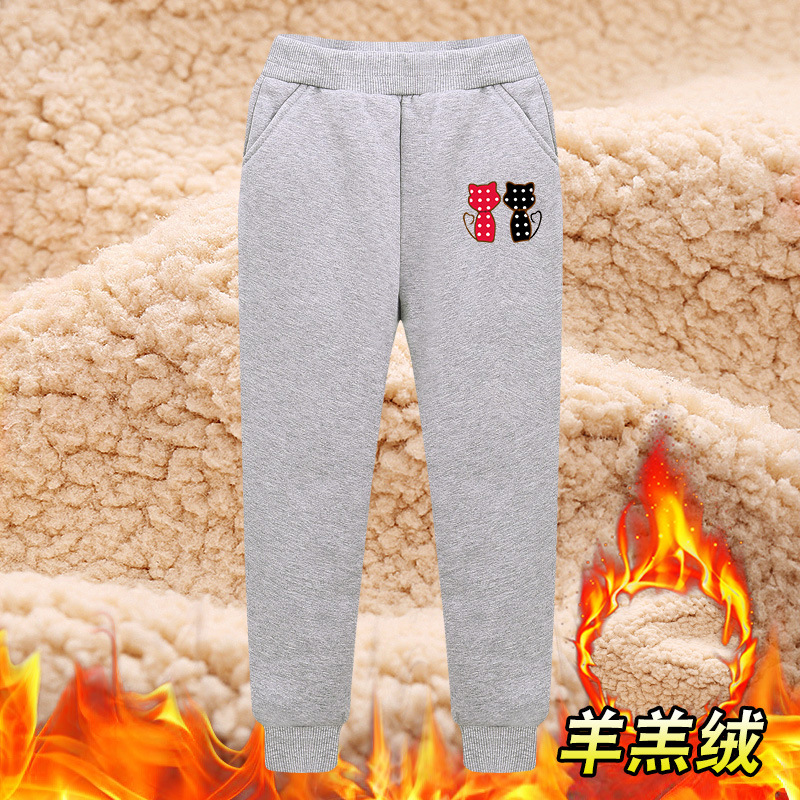 女童裤子秋冬外穿儿童羊羔绒长裤打底裤加绒加厚女大童棉裤运动裤