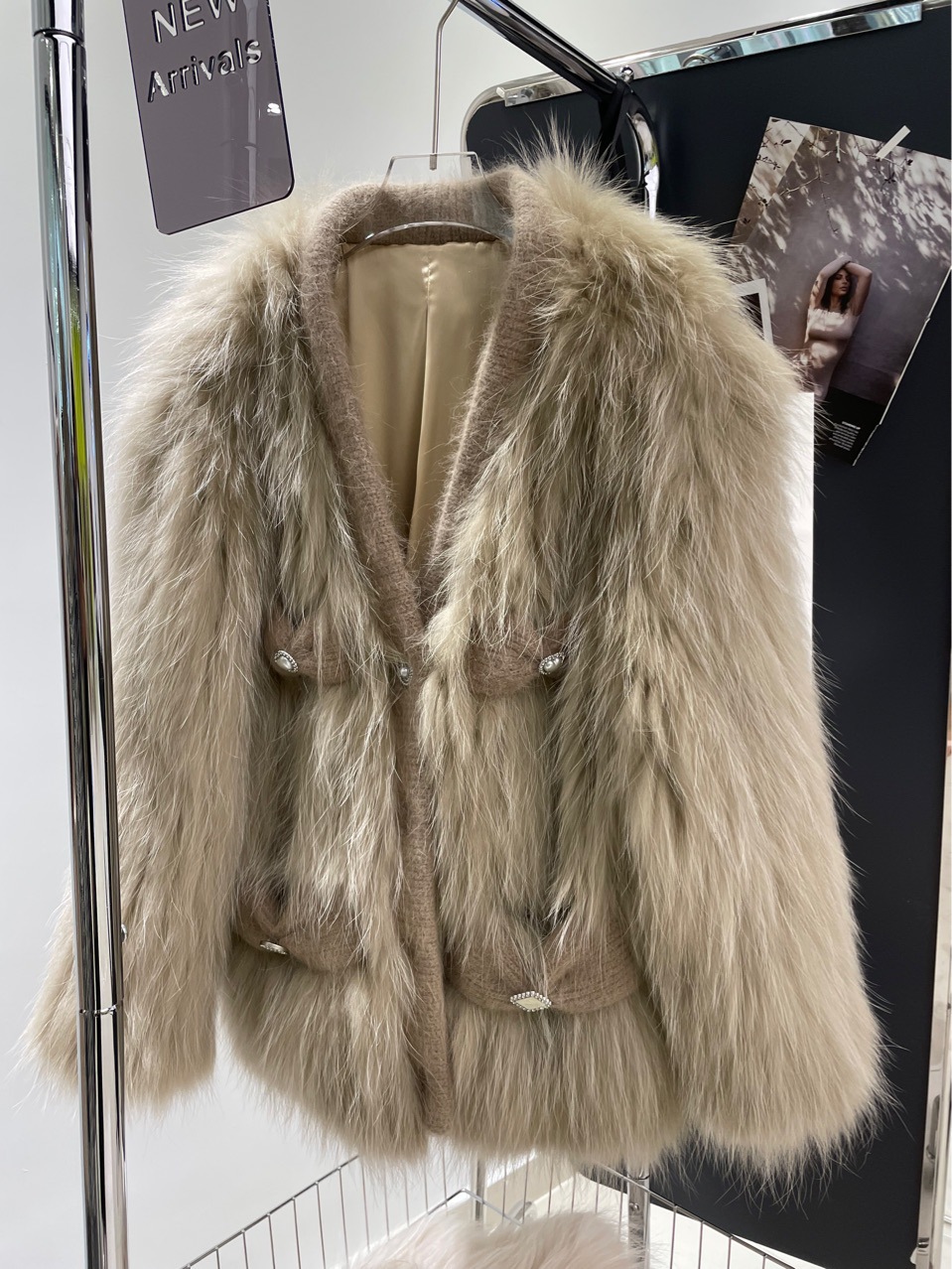 2021进口貉子毛白貉编织皮草外套女海宁工厂毛毛代理