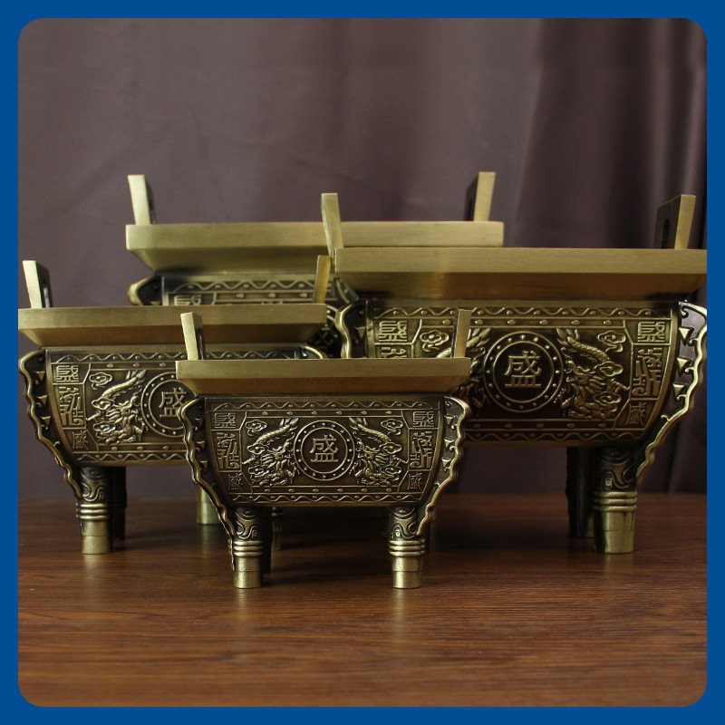铜鼎摆件铜鼎炉四方鼎铜黄铜双龙盛鼎鼎香炉特大号家用室内-阿里巴巴