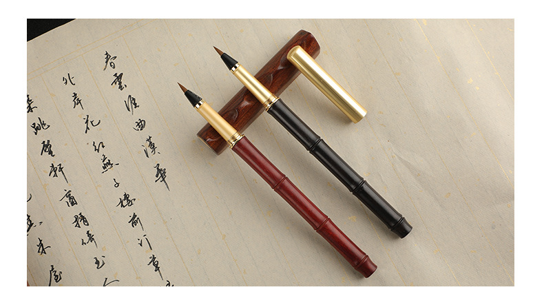 金属钢笔式毛笔礼盒套装 学生成人书法练习毛笔套装带墨水批发