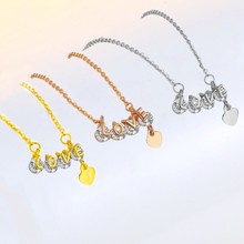韩版字母LOVE夹水晶锆石吊坠项链个性时尚网红锁骨链情人节礼物