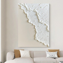 客厅奶油风纯手绘油画厚肌理抽象白色立体砂岩海浪装饰画玄关挂画