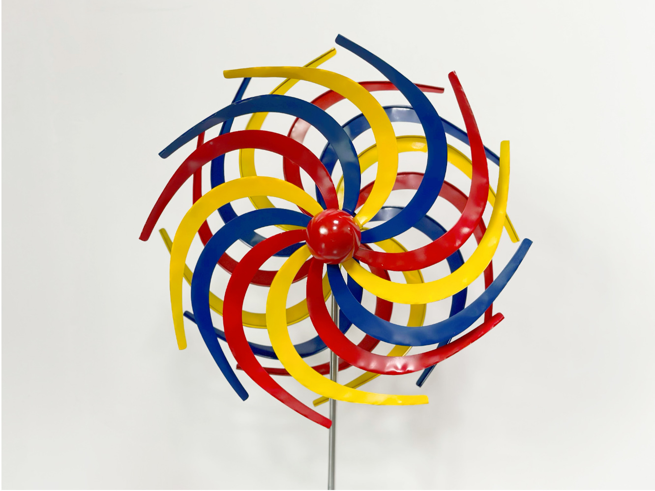 跨境独立站亚马逊金属铁艺七彩3d效果转动风车户外花园旋转风车