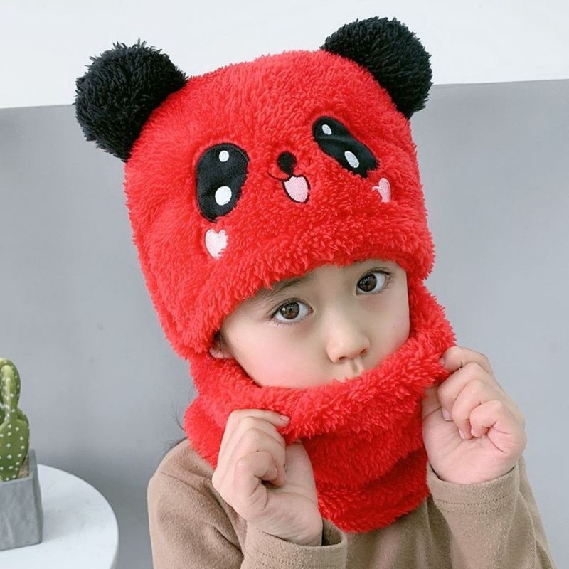 Children's Hat Boys and Girls Winter Warm Hat Scarf and Hat Integrated Keep Baby Warm Windproof Cover Face Earflaps Cap