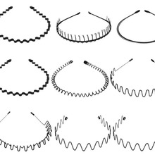 日韩百搭男女通用铁头箍 波浪型发箍 螺旋头扣 钢丝弹簧头箍
