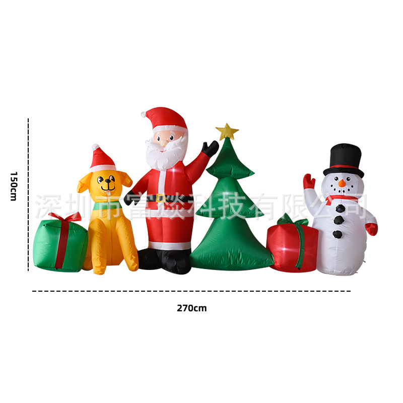 Cross-Border Christmas Inflatable Dog Inflatable Model Christmas Decoration Courtyard Layout Christmas Tree Snowman Light Inflatable Model Decoration