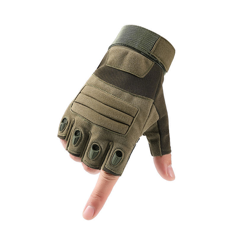 皮半指手套男士pu防滑战术骑行防晒健身户外运动山地车仿皮手套