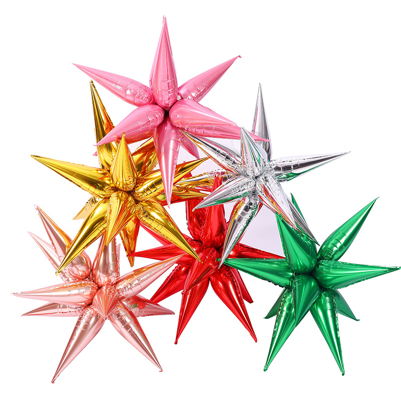 水滴光芒铝膜气球 金色银色爆炸星活动派对婚庆背景吊饰装饰布置