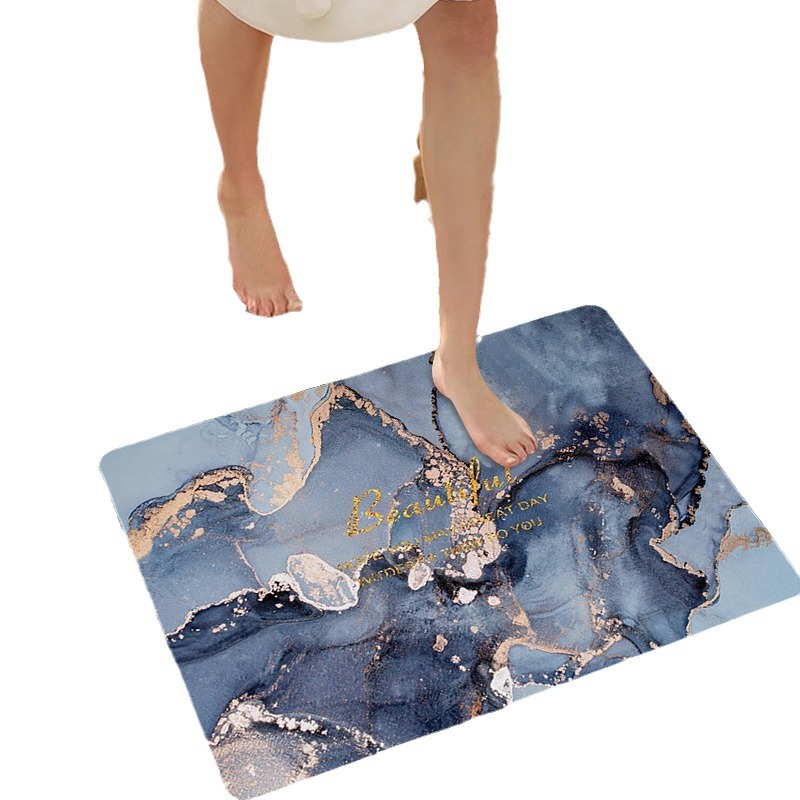 Marble Pattern Soft Diatom Ooze Bathroom Absorbent Floor Mat Non-Slip Quick-Drying Floor Mat Bathroom Carpet