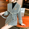 thickening Navy collar Fur coat Autumn and winter 2022 new pattern Western style Retro houndstooth Sense of design have cash less than that is registered in the accounts