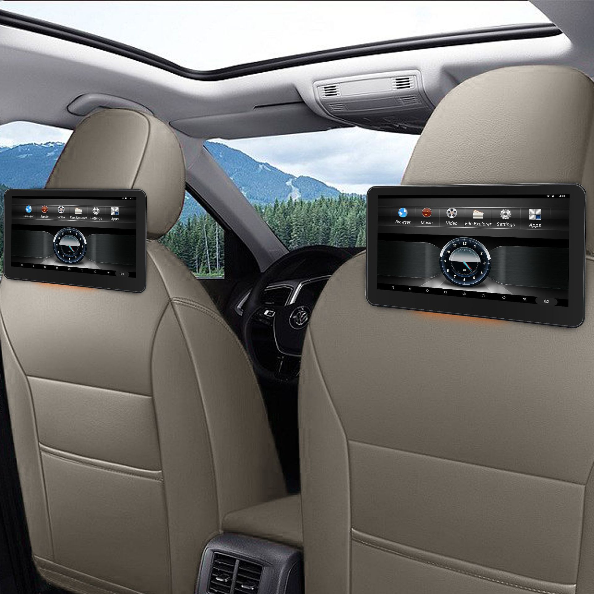 6寸安卓外挂车载头枕显示器mp5汽车后排娱乐系统播放器-阿里巴巴