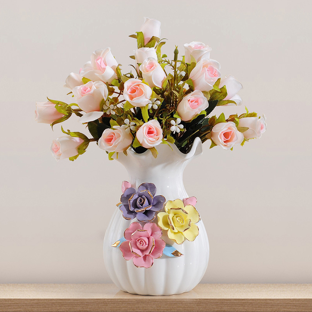 陶瓷哑光摆件天鹅花瓶花束家居装饰品艺术品客厅玄关电视柜送礼