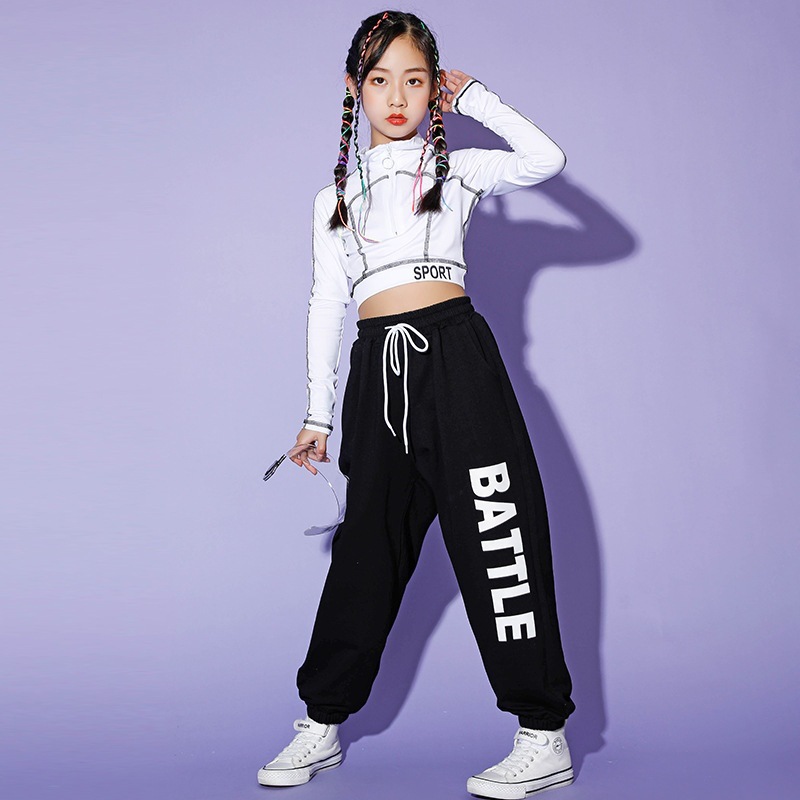 爵士舞服装儿童舞蹈服女童夏街舞套装练功服嘻哈韩版女孩演出服潮