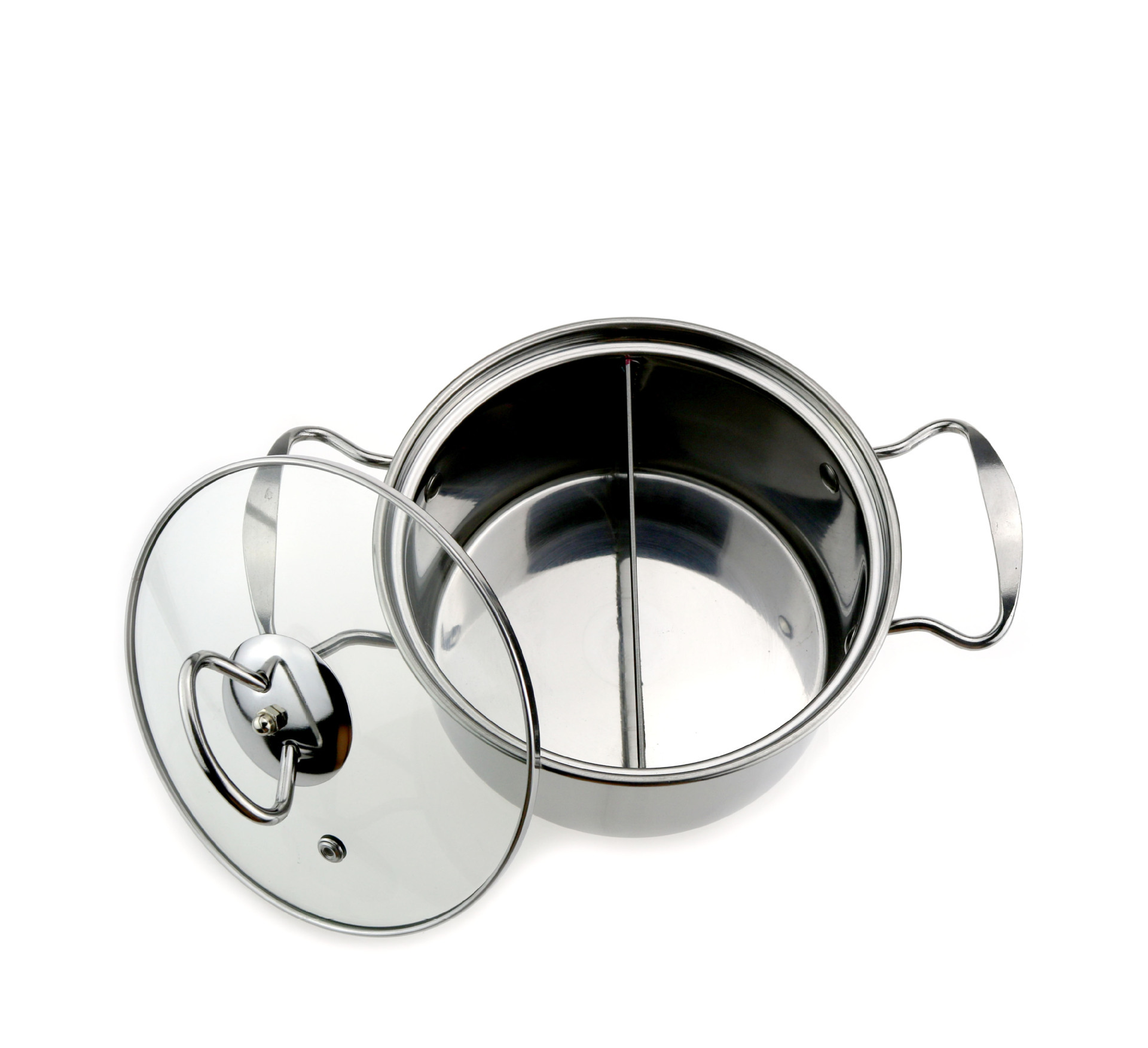 不锈钢直角钢耳锅 加厚单人单锅小火锅串串锅鸳鸯清汤锅涮涮锅