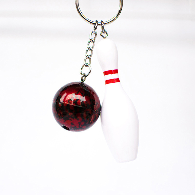 Simulation Bowling Key Pendants Sporting Goods White Bowling Sports Keychain Fans Souvenir