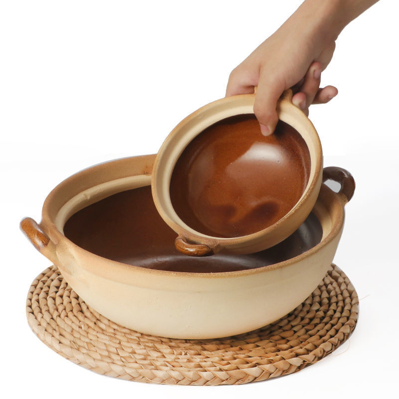 砂锅传统粗陶煲仔饭专用土砂锅家用单沙煲带手柄小号广东老式浅瓦