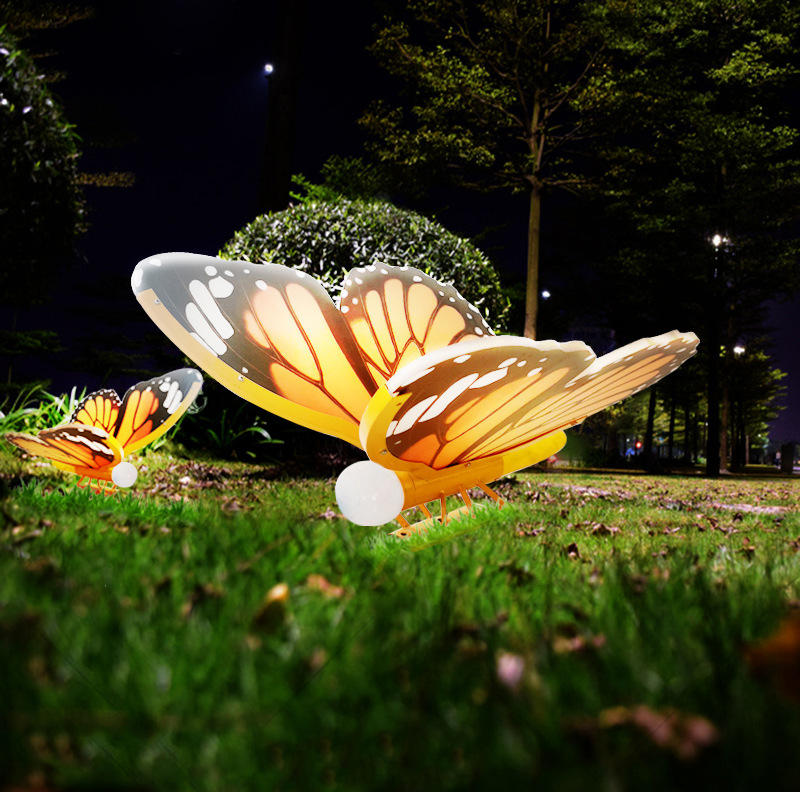 定制太阳能led户外亚克力发光蝴蝶造型灯园林景观装饰花园草坪灯