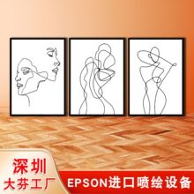 深圳源头工厂简约线条帆布挂画 喷绘北欧风人物抽象客厅装饰画芯