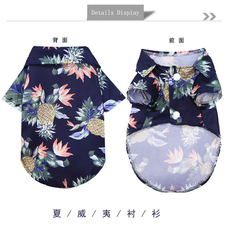 Amazon Cross-Border Pet Dog Clothes Small and Medium Dogs Clothing Beach Pineapple Shirt Hawaii