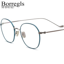 手工纯钛眼镜框细框时尚光学眼镜平光镜圆形复古眼镜架可配镜厂家