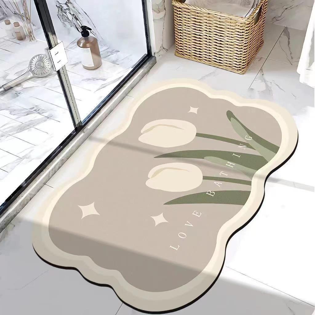 Diatom Ooze Floor Mat Flower Bathroom Soft Hydrophilic Pad Non-Slip Toilet Carpet Doorway Mat Simple Wholesale Easy Care