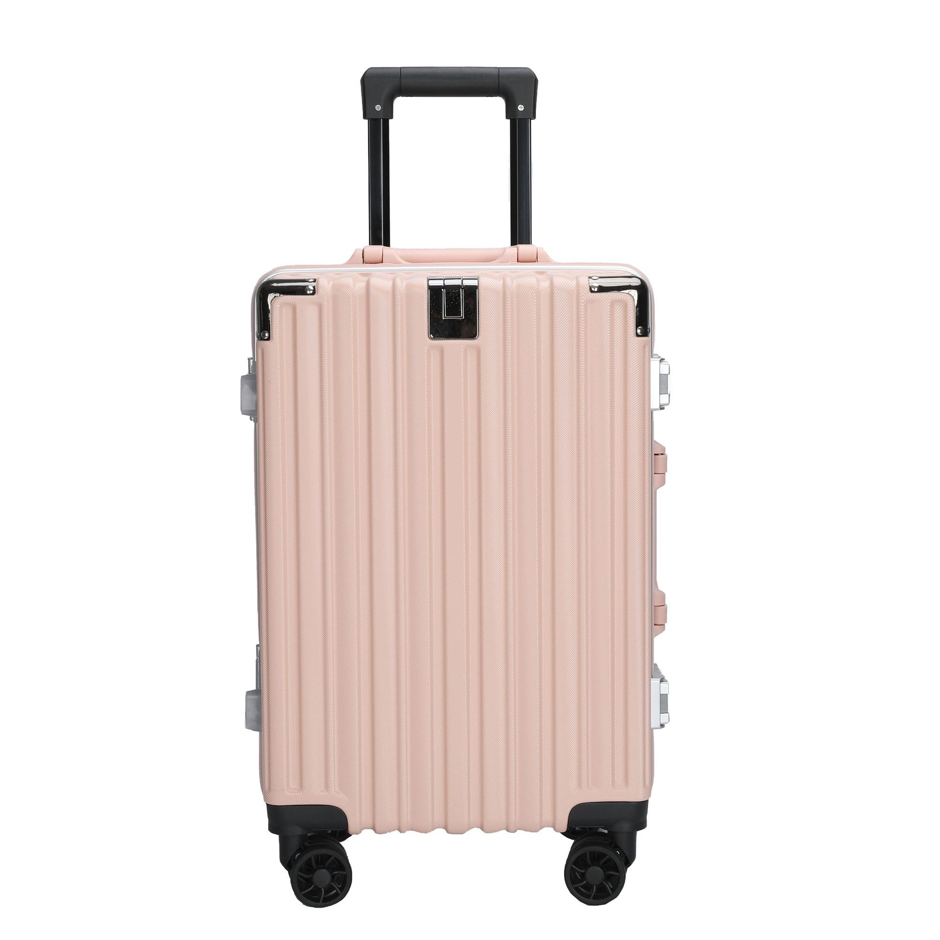 24-Inch Mute Universal Wheel Luggage Trolley Case Wholesale New Fashion Trendy Simple Aluminum Frame Suitcase Candy Color