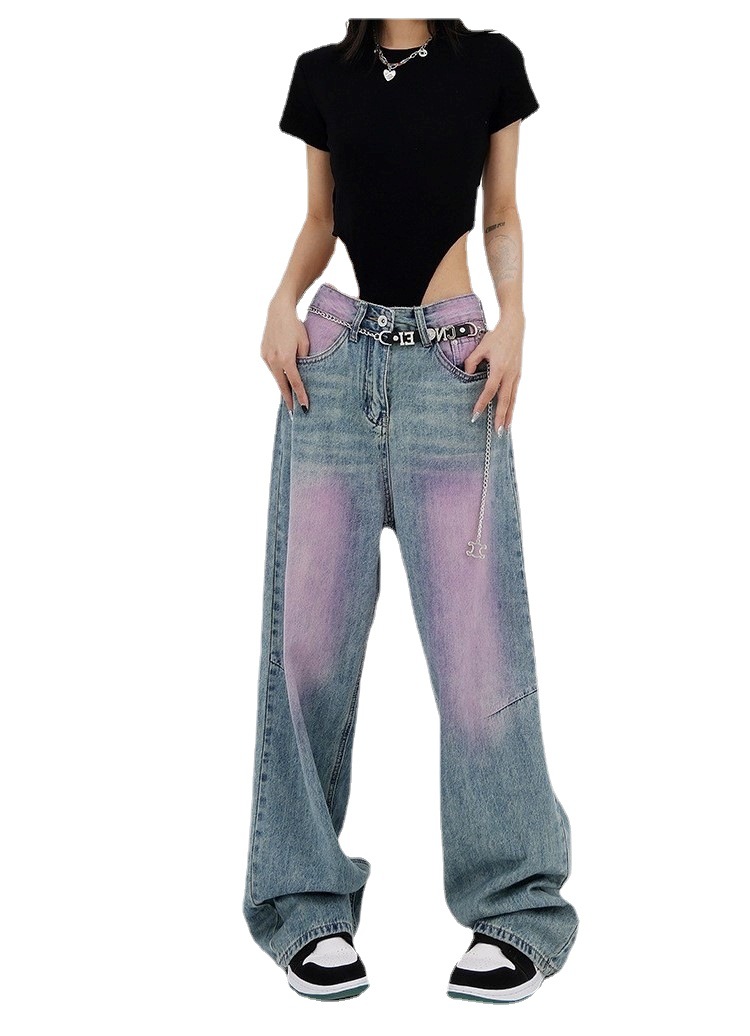 Ken Studio Spring/Summer 2023 New Washed Vintage Jeans Women's Graffiti Niche Wide Leg Slippers
