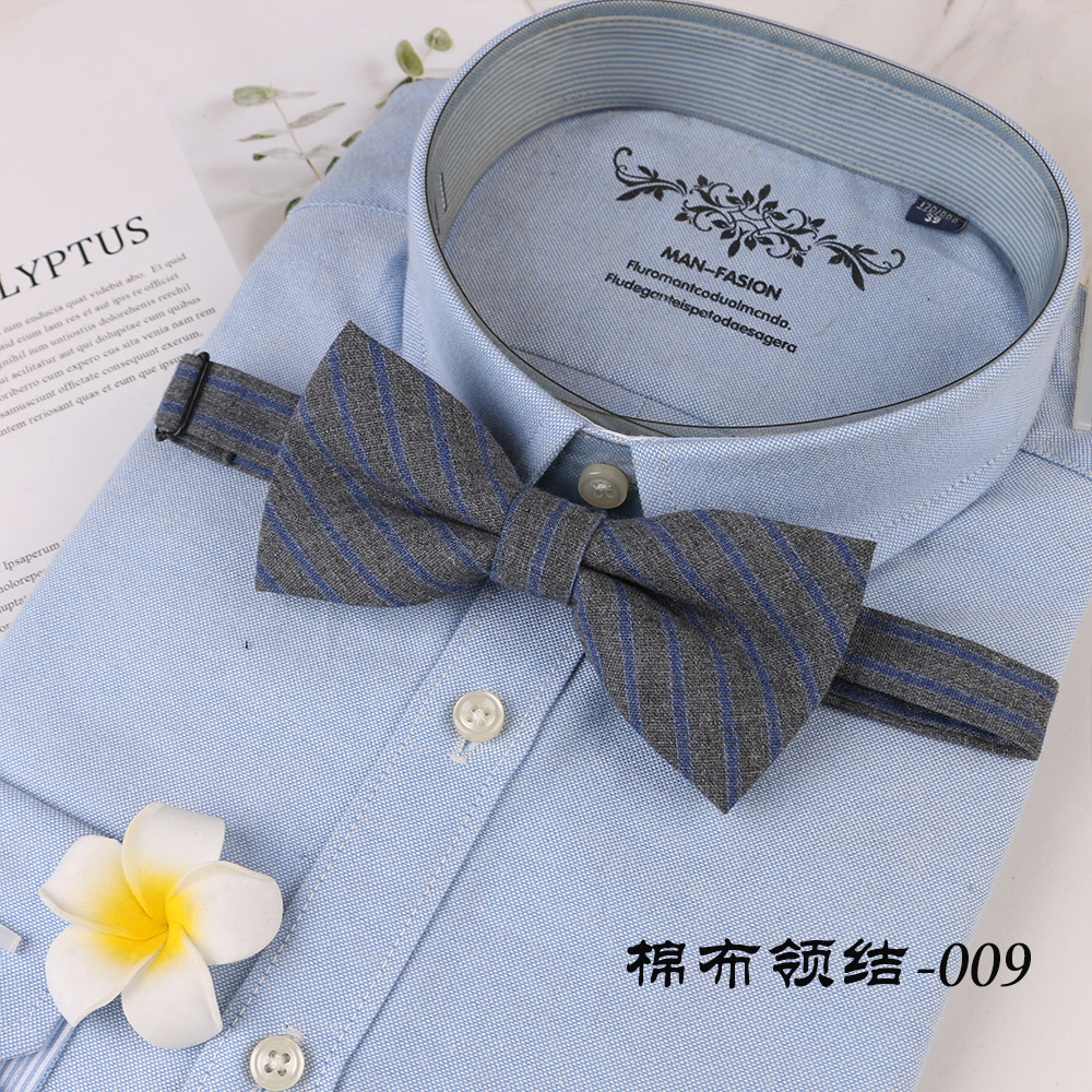 Men's Fashion Business Trends Solid Color Striped Cotton Tie Bow Wedding Groom Best Man Korean Style British Wholesale