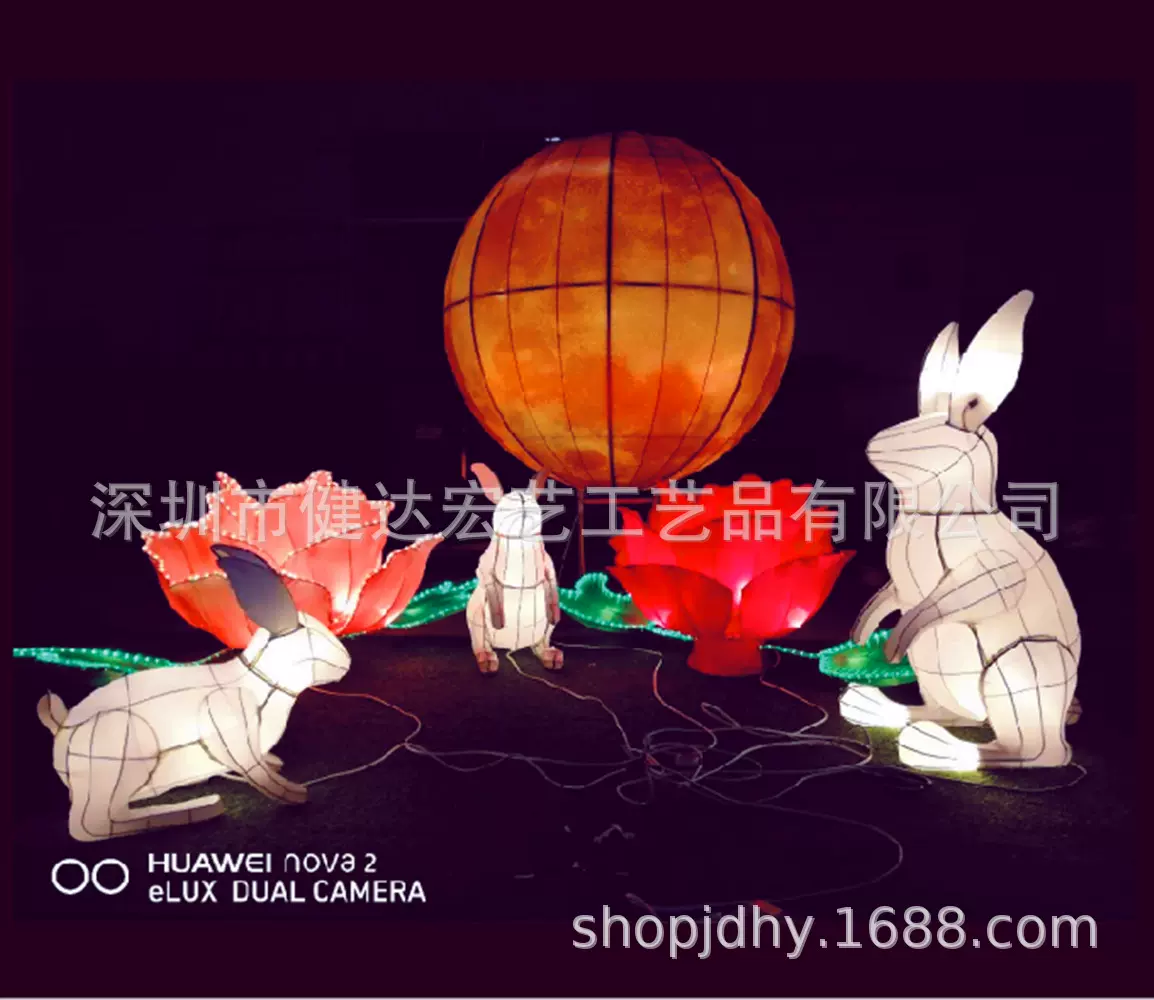 兔子花灯新年灯笼宫灯十二生肖牡丹花财神大型花灯元宵节灯会