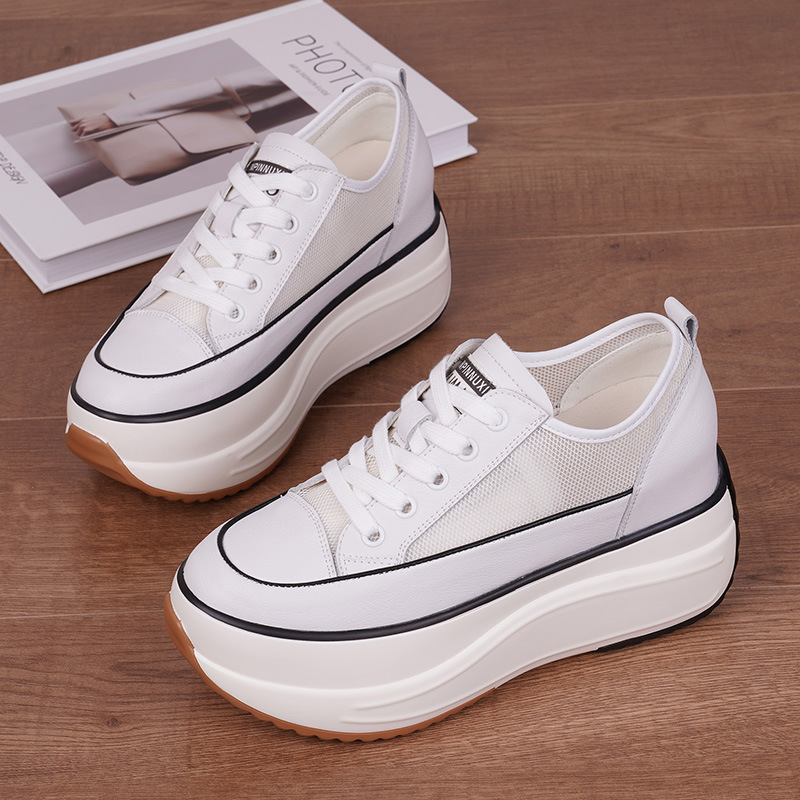 小白鞋新款松糕鞋女厚底10公分增高鞋夏季轻便内增高女鞋网面