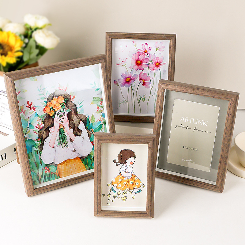 photo frame solid wood wedding photo table decorations picture frame wedding photo wall-mounted 6/8-inch walnut ornaments