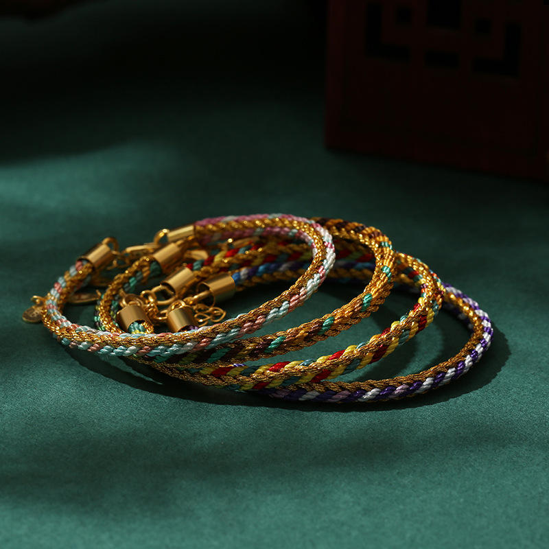 龙结五彩绳编织女生端午节手绳五色彩绳手链九乘迦叶金刚结批发