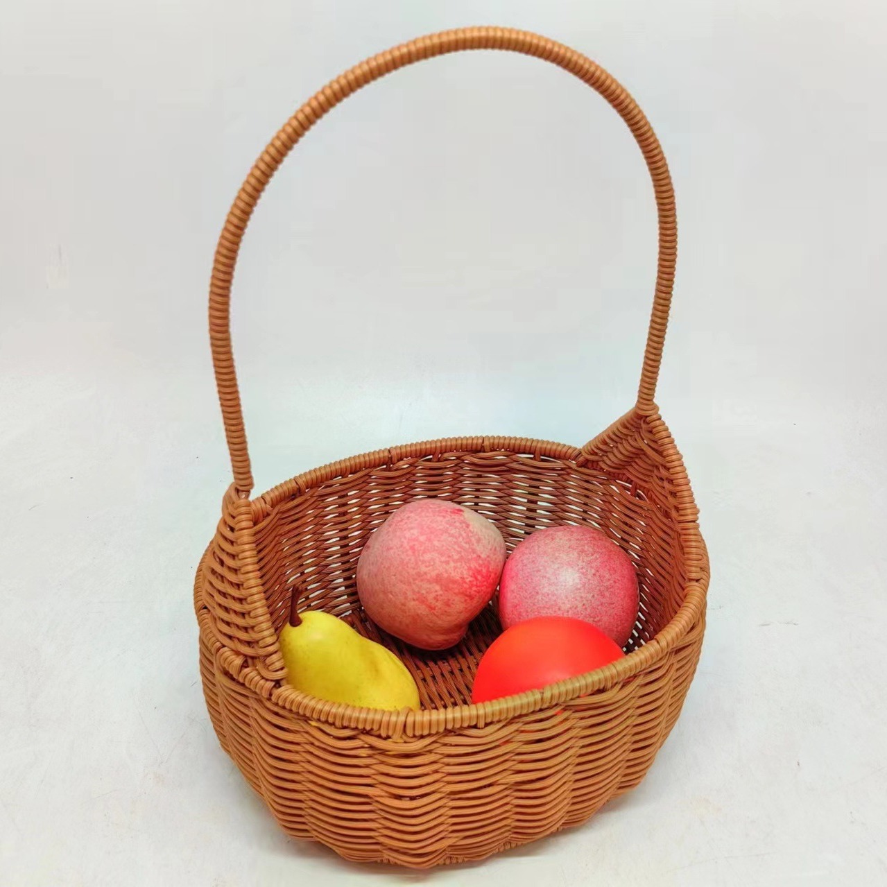 手工草编藤编手提篮子水果采摘篮收纳篮花篮礼品篮复活节鸡蛋篮