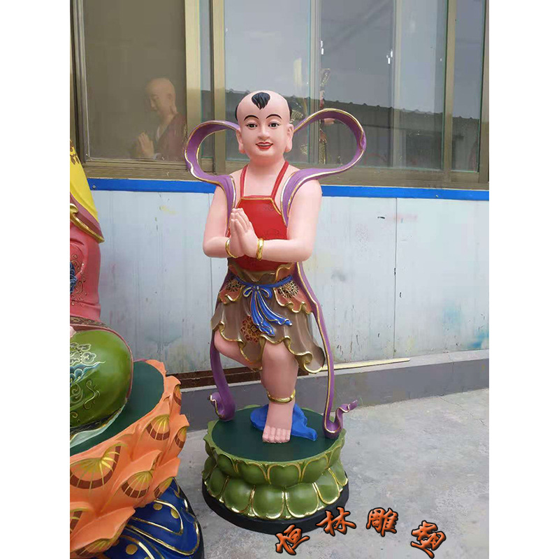 纯铜铸造大型一米二寺院供奉童男童女善财龙女佛像金童玉女铜佛像