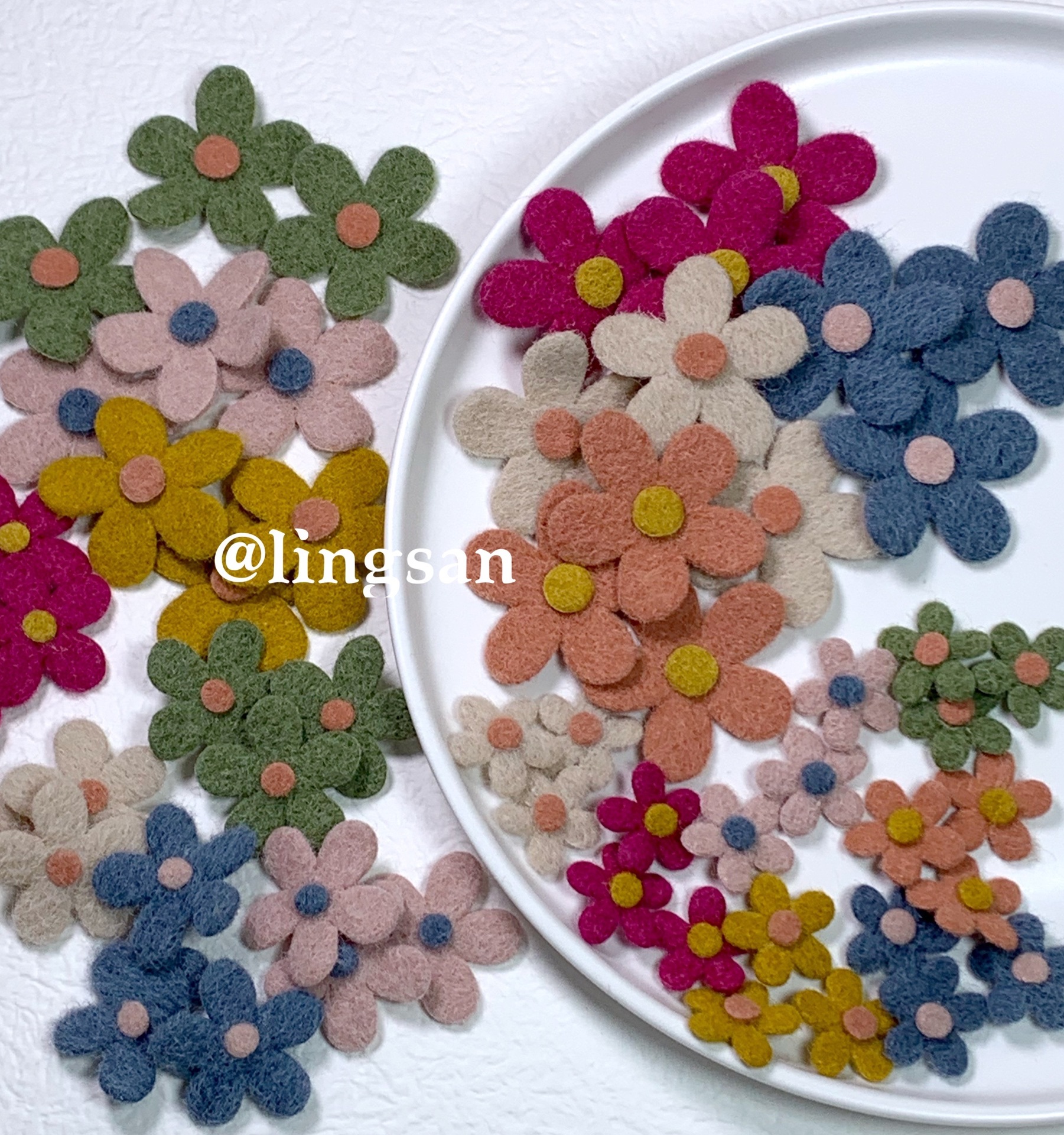 秋冬毛呢小花片diy韩版发饰服装辅料毛毡布糖果色五瓣毛呢花片