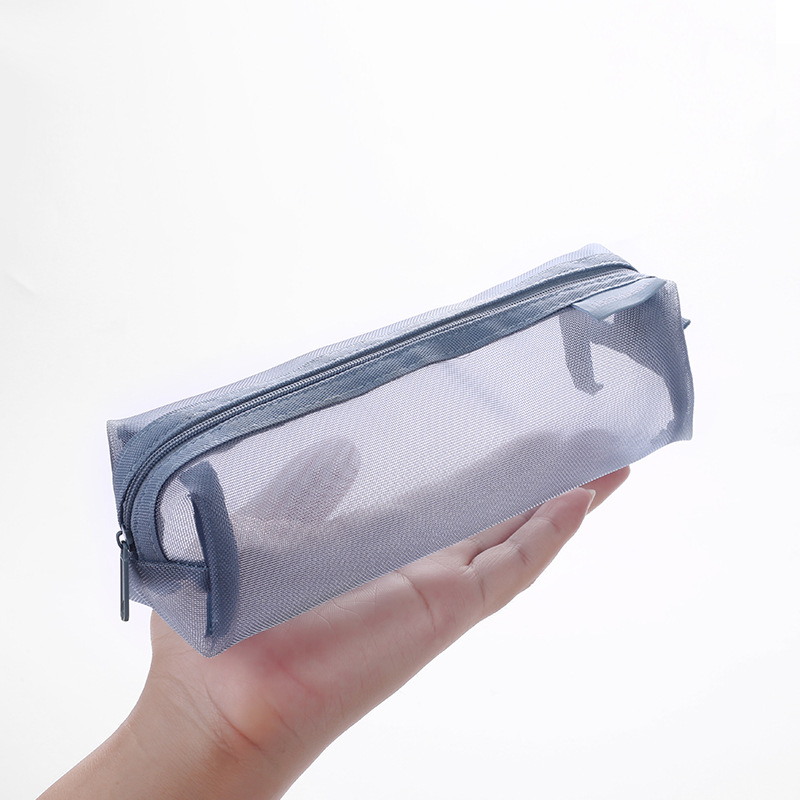 Thickening Minimalist Transparent Mesh Pencil Bag Student Exam Stationery Case Pencil Bag Large Capacity Carrying Case Wholesale
