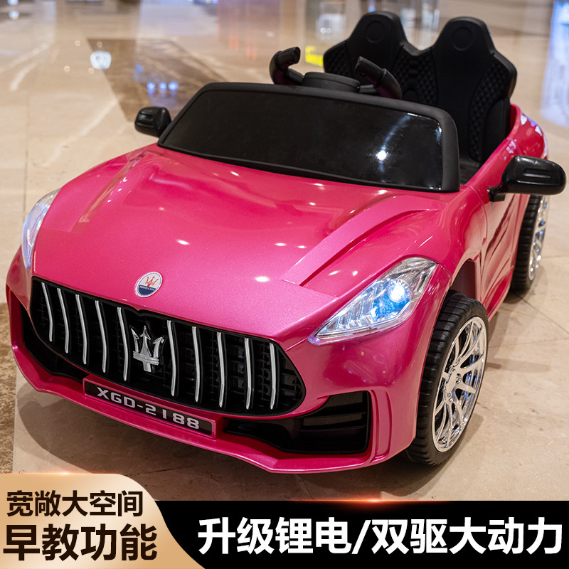 Children's Electric Car Four-Wheel Automobile Belt Remote Control Toy Car Swing Seated Boys and Girls Baby Battery Stroller