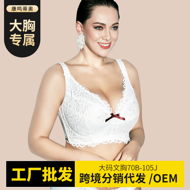 Foreign Trade Wholesale plus Size Underwear Women's Lace Thin Big Chest Small Push up Breast Holding Anti-Sagging Adjustable Bra