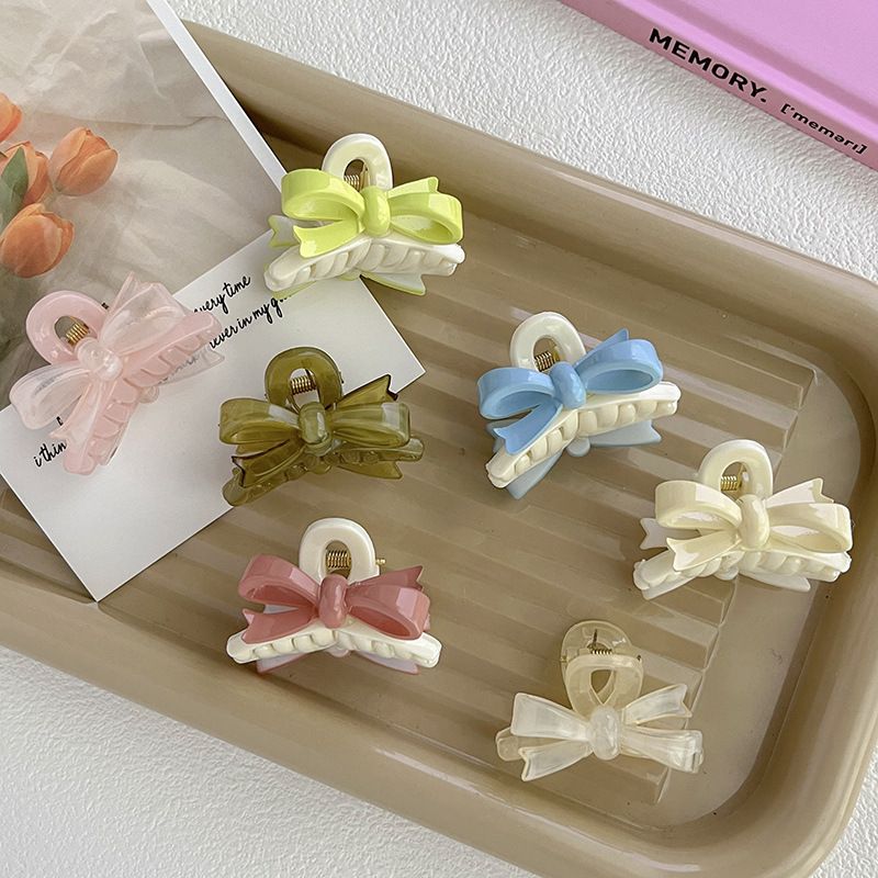 colorful small bow hair clip princess head hair clip ins internet celebrity hairpin female summer hairpin small hair claw wholesale