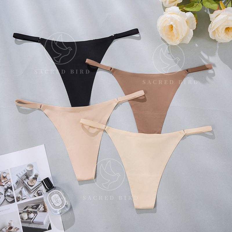 Sexy Strip Stitching Seamless Thin Sports Breathable Women's Underwear Yoga Ice Silk One Piece European and American T-Back