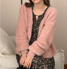 Korean Edition tender Fengshui Sable Long sleeve knitting Cardigan Autumn and winter keep warm Plush Fluff clothes coat