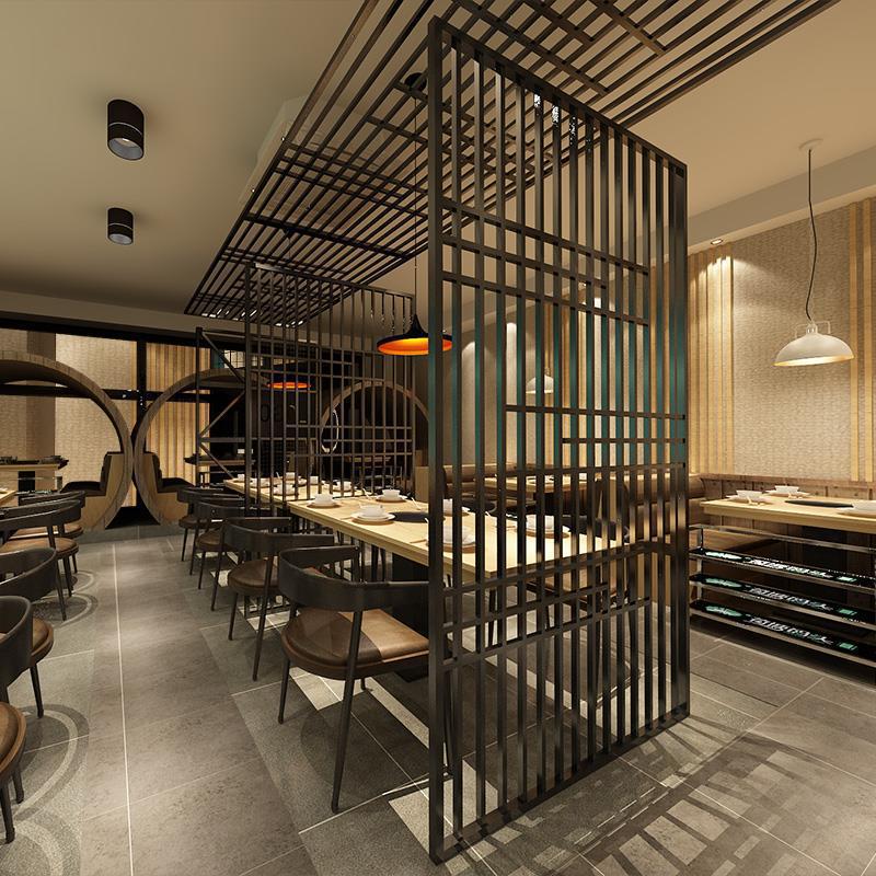 屏风隔断复古铁艺餐饮火锅店形象隔墙饮料店酒吧镂空吊顶网格装饰