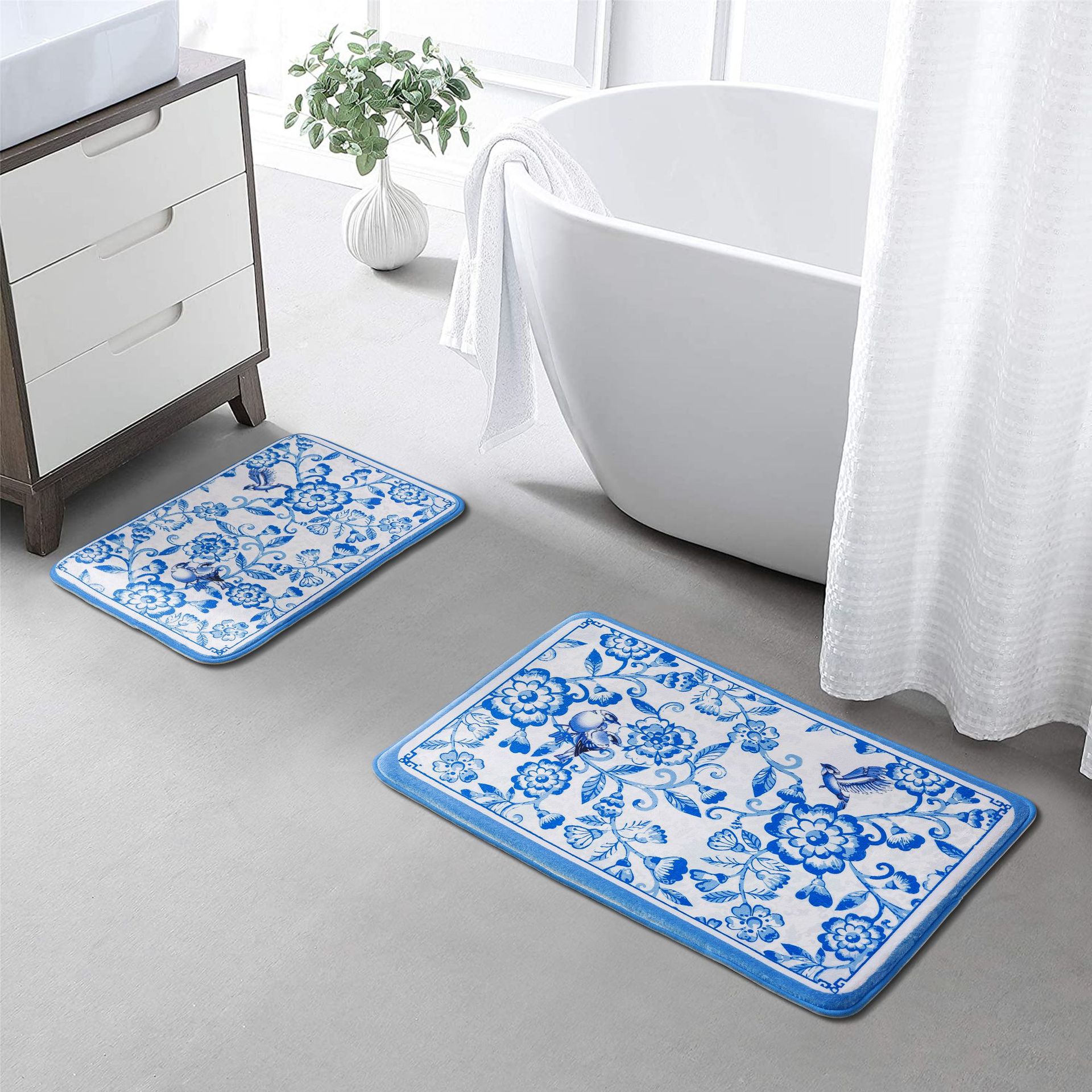 Cross-Border Amazon Printing Custom Flannel Printed Mat Nordic Luxury Water-Absorbing Non-Slip Mat Home Bathroom Mat