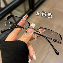 眼镜架 超轻纯钛近视眼镜轻钛无边框眼镜防蓝光辐射文艺平光眼镜