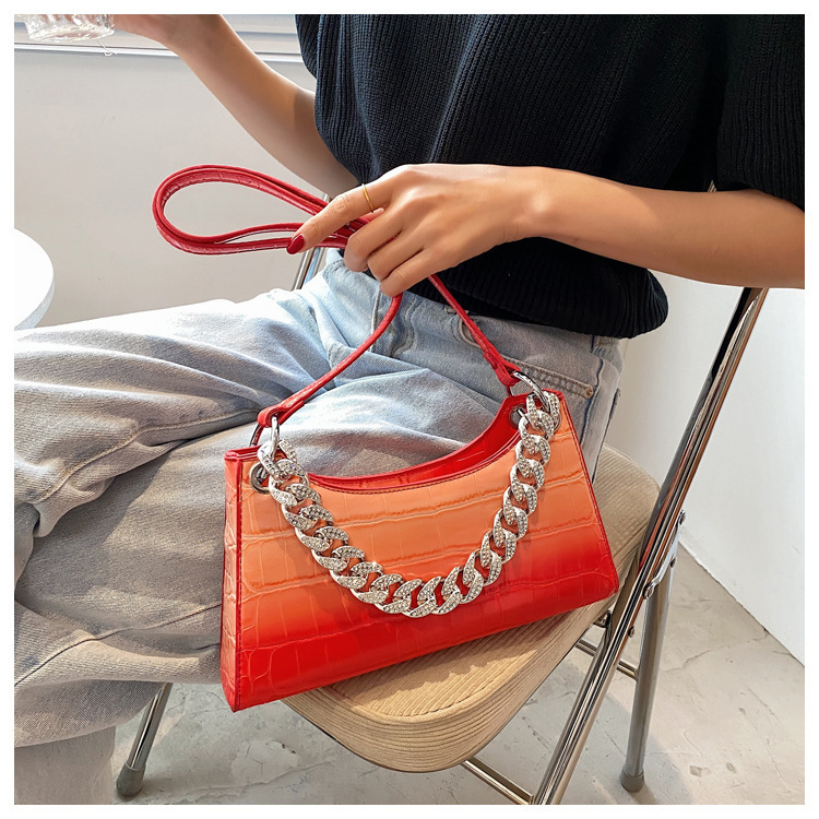 Underarm Bag 2021 Spring New Trendy Stone Pattern Rainbow Gradient Color Women's One Shoulder Handbag High Quality Crossbody Bag