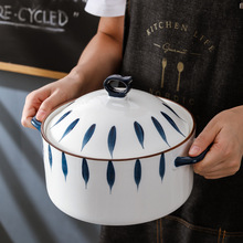 双耳大汤碗防烫大号家用陶瓷猪油罐大容量汤盆创意个性日式带盖