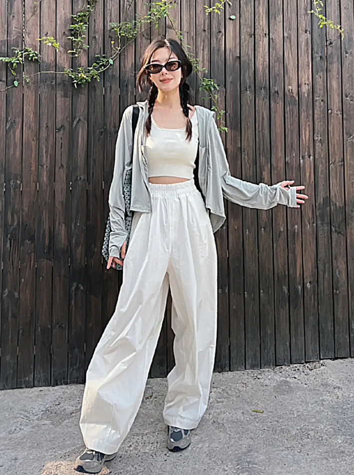 High Waist White Narrow Straight Wide Leg Pants Women's Summer Loose Drooping Slimming Japanese Style Workwear Casual Mop Pants